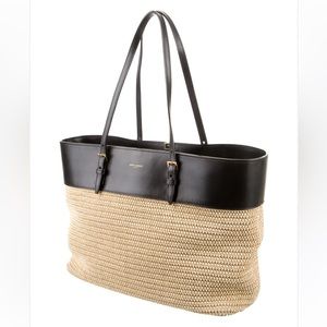 Saint Laurent Raffia Boucle Natural Tote Bag